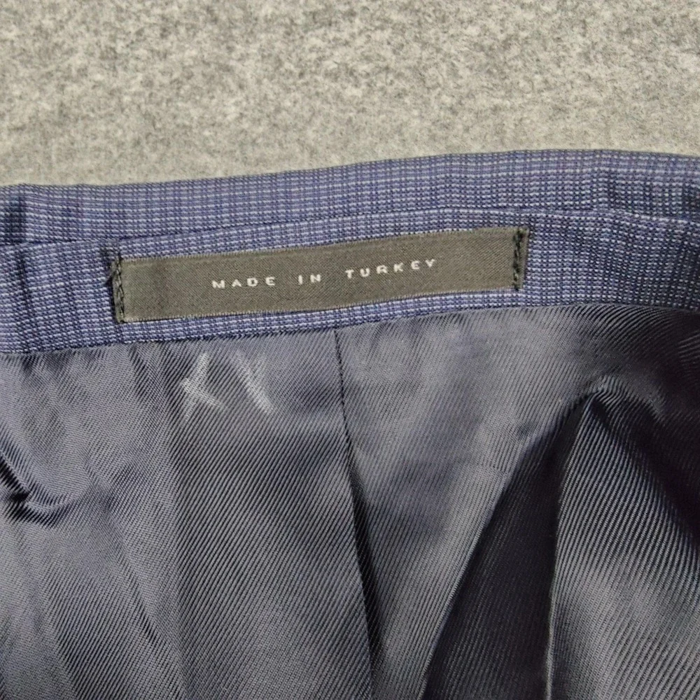 Hugo Boss Blazer Mens 42L Blue Check Super 120 Wool 2 Button Suit Jacket